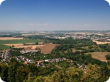 Pohled na Lipník z hradeb Helfštýna, v popředí Týn nad Bečvou